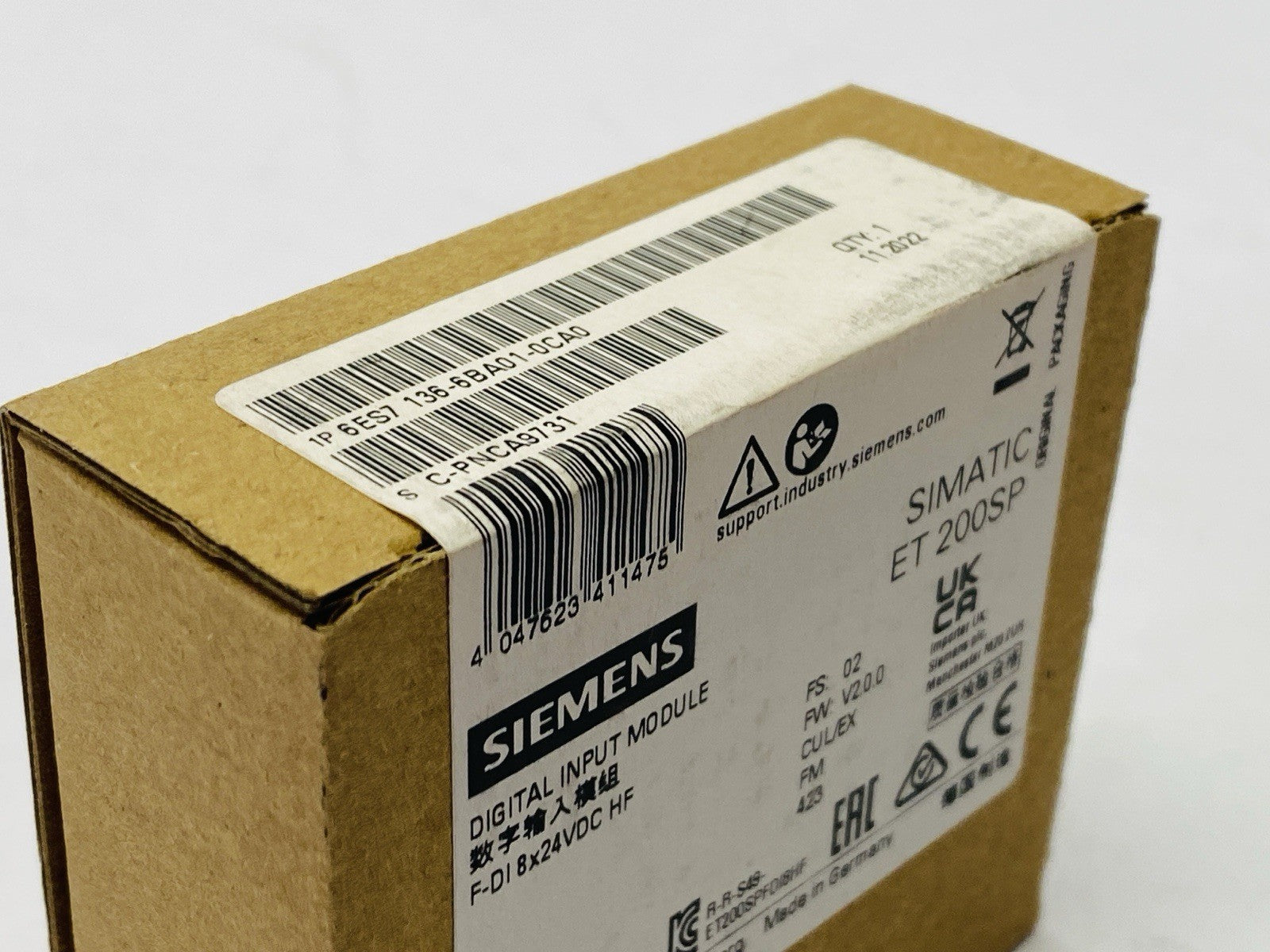 Siemens 6ES7136-6BA01-0CA0 SIMATIC ET 200SP Digital Input Module F-DI 8x 24VDC - Maverick Industrial Sales