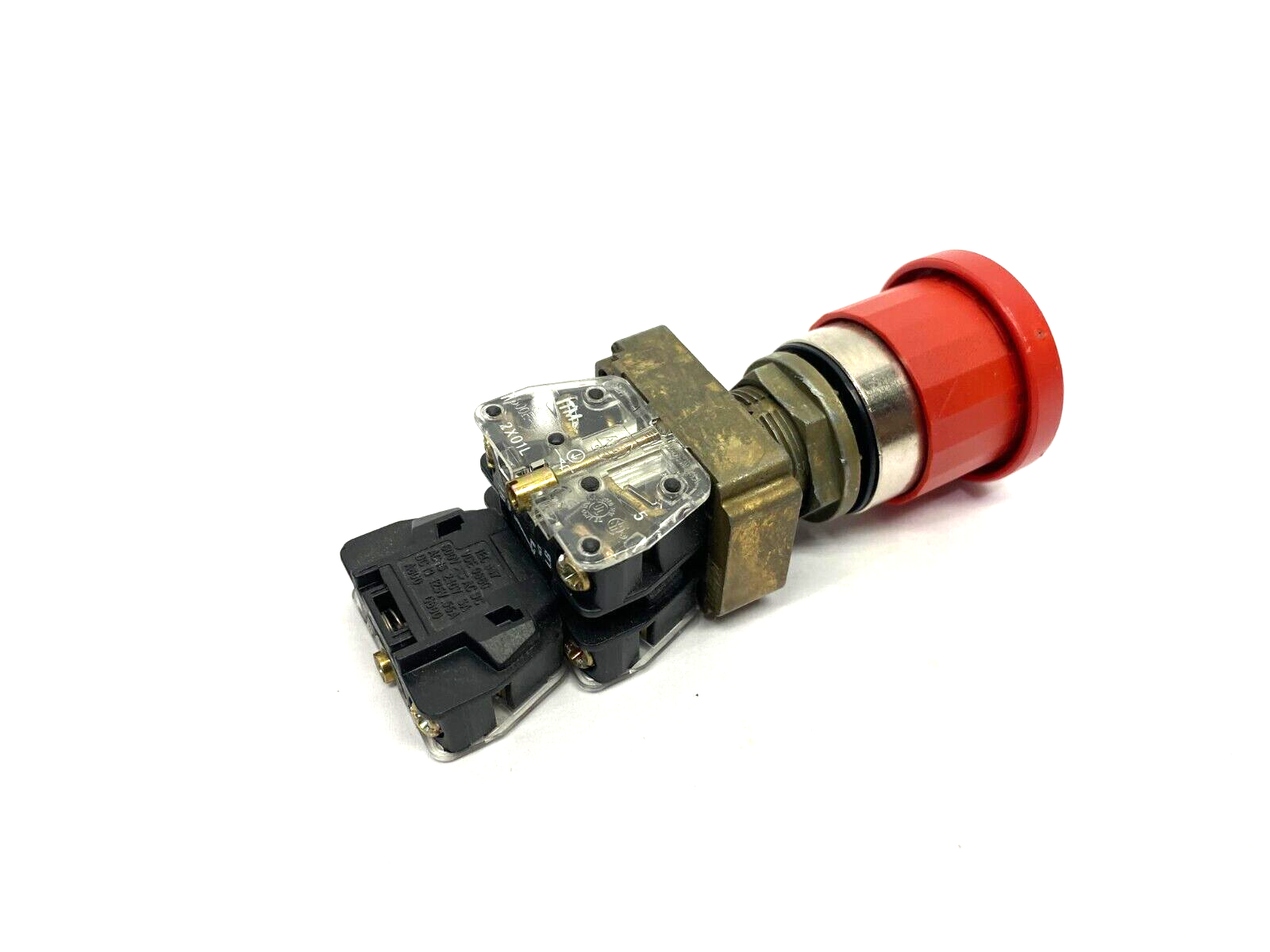 Push/Pull Emergency Stop Pushbutton, Red Mushroom Head, Metal Collar 22mm - Maverick Industrial Sales