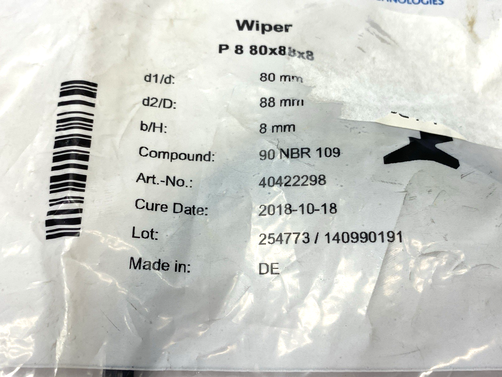 40422298 | Freudenburg Double Wiper 90 NBR 109 P8 80mm x 88mm x 8mm - New – Open box - Maverick Industrial Sales
