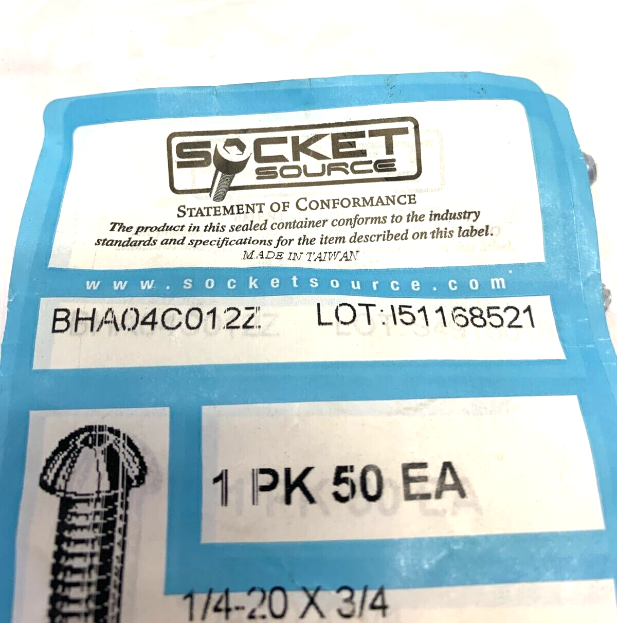 Socket Source BHA04C012Z 1/4-20 X 3/4 Alloy Zinc Button Head Cap Screw BAG OF 50 - Maverick Industrial Sales