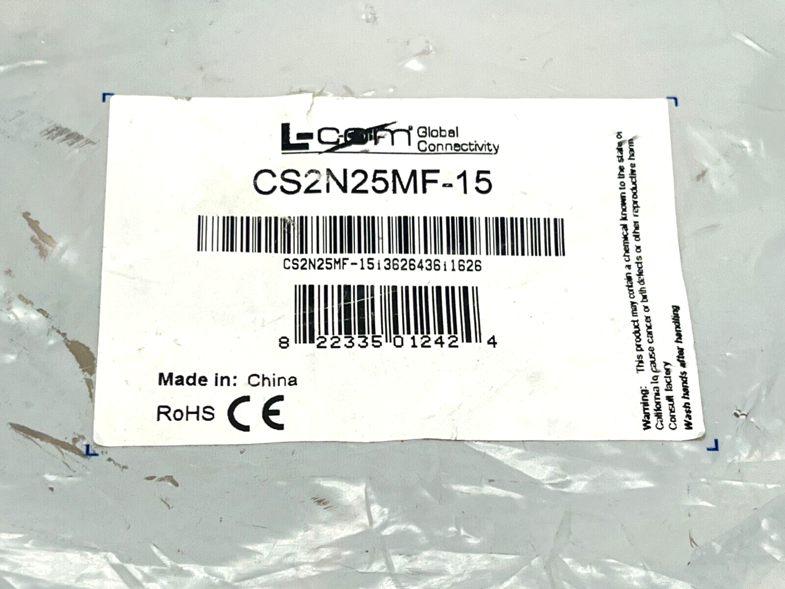 L-Com CS2N25MF-15 Premium Molded D-Sub Cable DB25 Male/Female 15ft - Maverick Industrial Sales