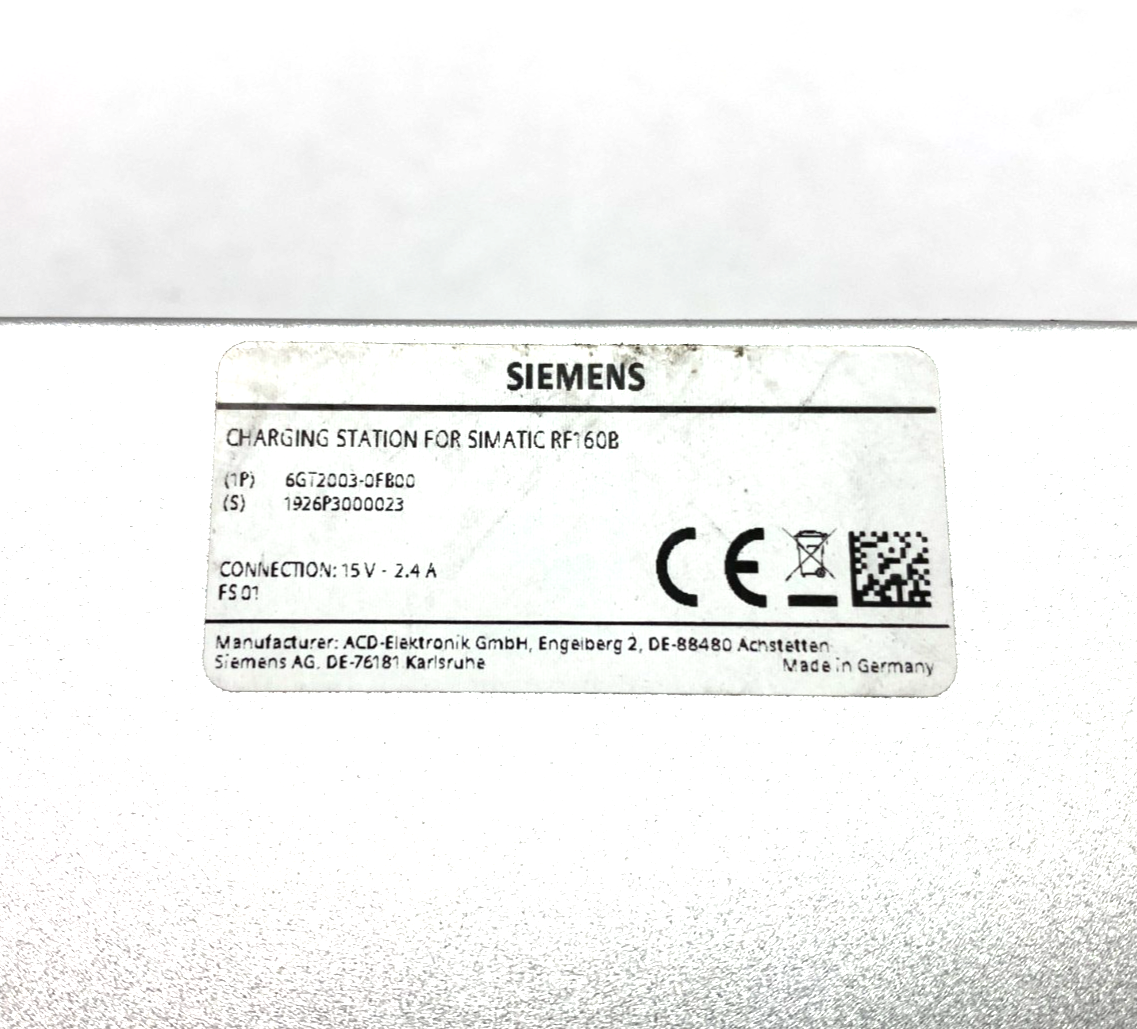 Siemens 6GT2003-0FB00 SIMATIC RF160B Docking Charger Station - Maverick Industrial Sales