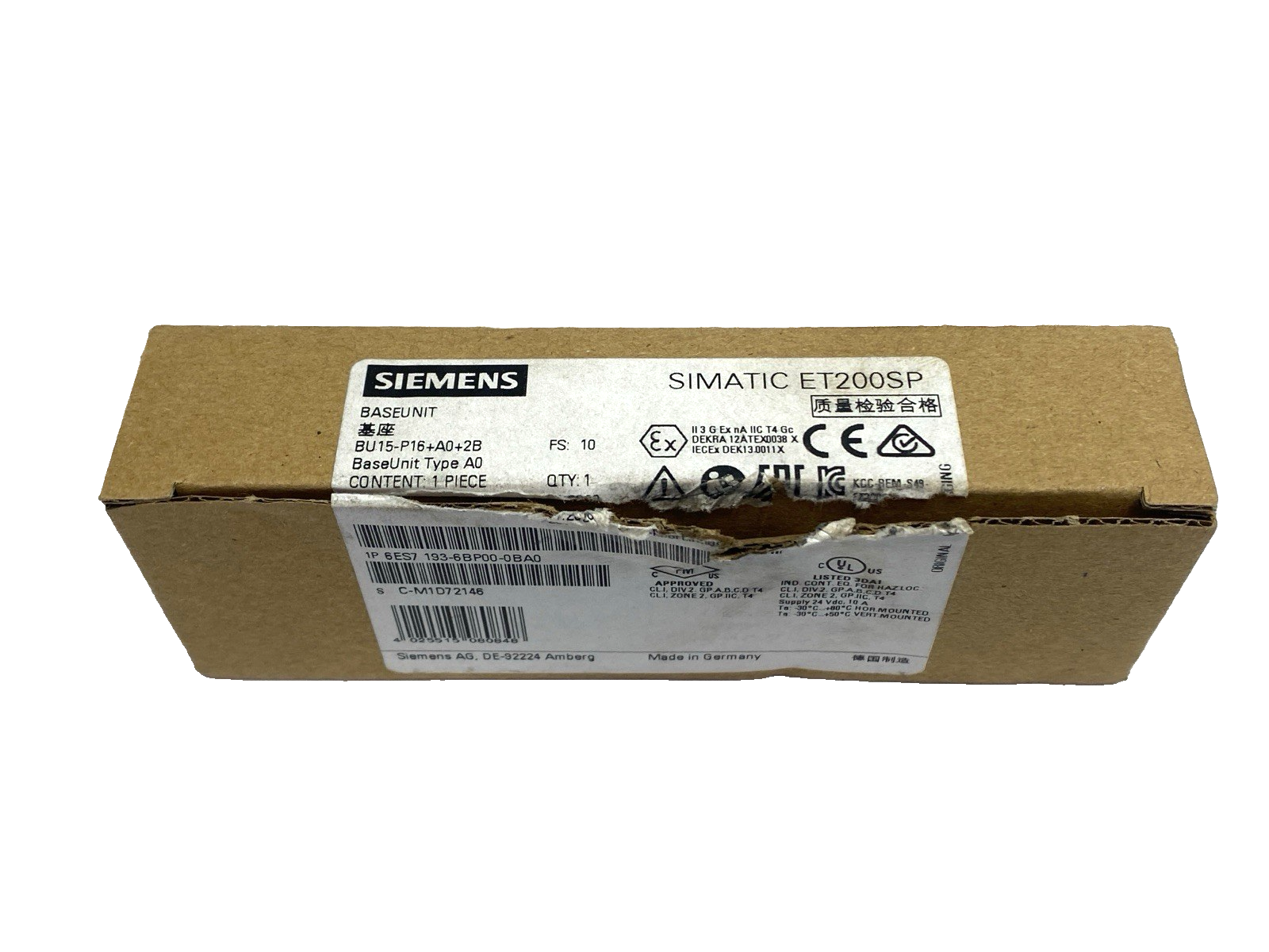 Siemens 6ES7 193-6BP00-0BA0 SIMATIC ET200SP Base Unit BU Type A0 - Maverick Industrial Sales