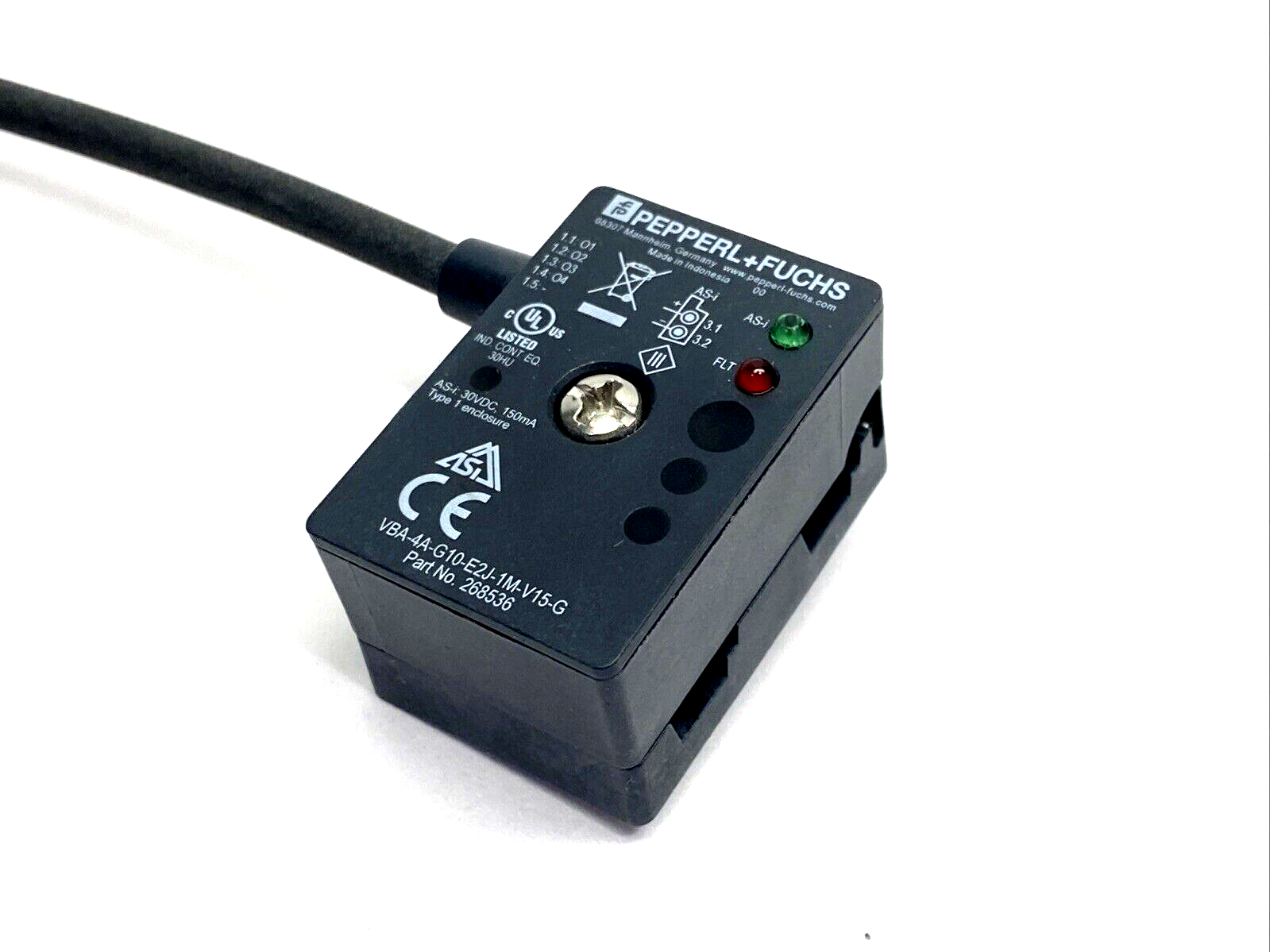 Pepperl+Fuchs VBA-4A-G10-E2J-1M-V15-G AS-Interface Actuator Module 268536 - Maverick Industrial Sales