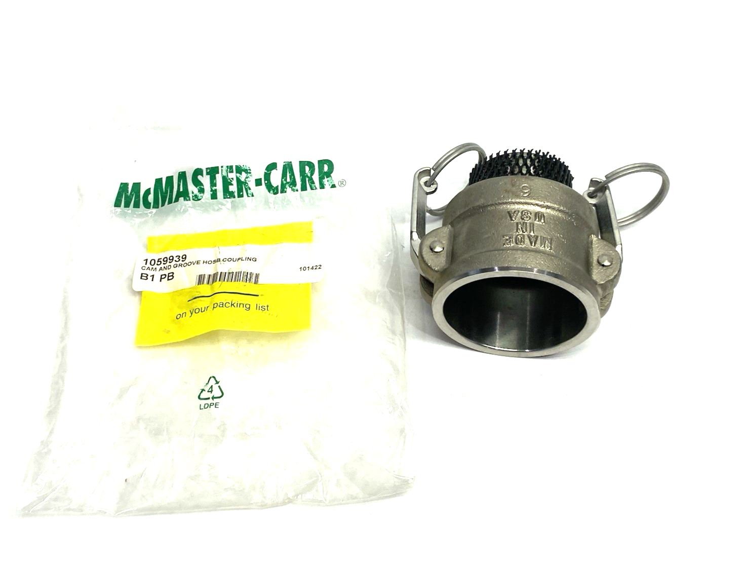 6795K132 | Stainless Steel Cam-and-Groove Hose Coupling 2-Lever 1-1/2 NPT Male - New - Maverick Industrial Sales