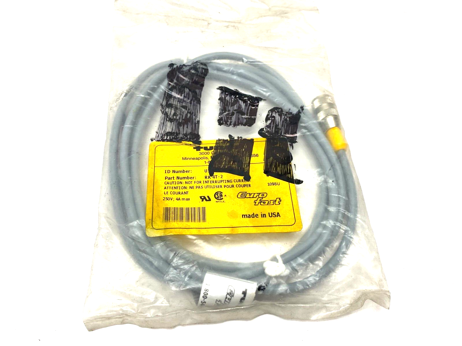 Turck RK 4T-2 Eurofast Single Ended Cordset M12 4-Pin to Pigtail U2151 - Maverick Industrial Sales