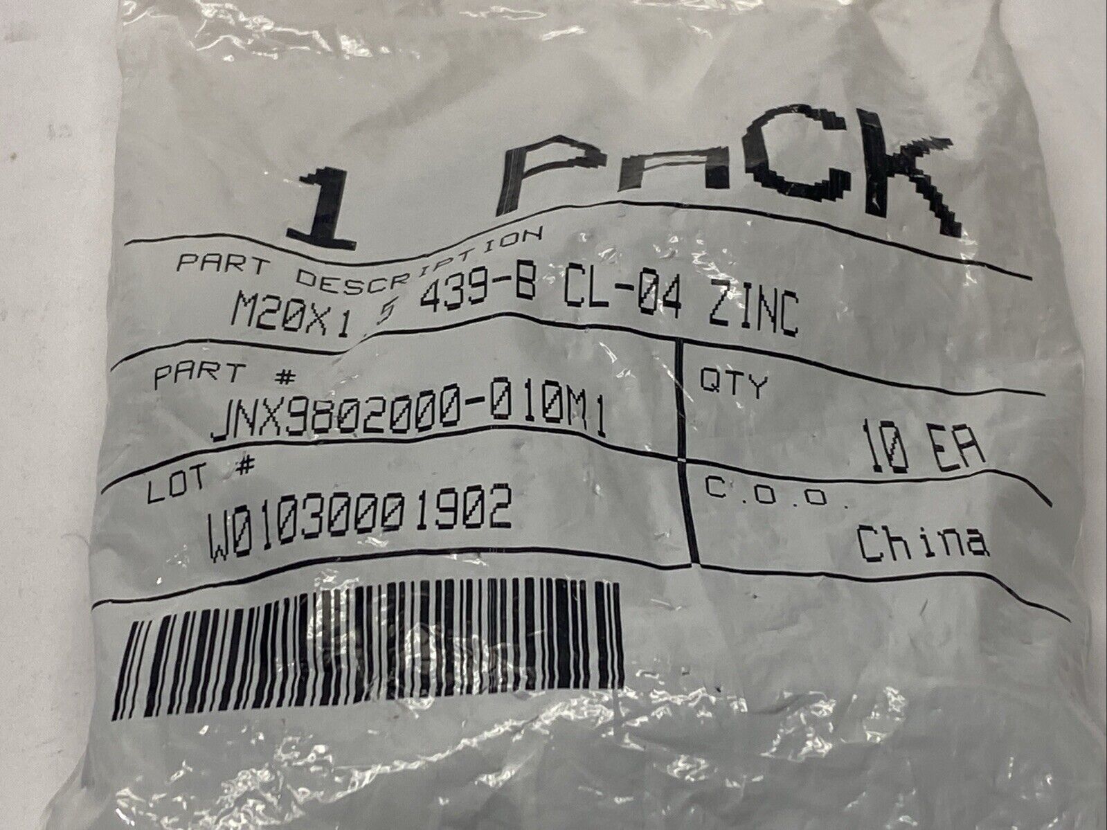 JNX9802000-010M1 Nut M20X1.5 439-B CL-04 Zinc PKG OF 10 - Maverick Industrial Sales