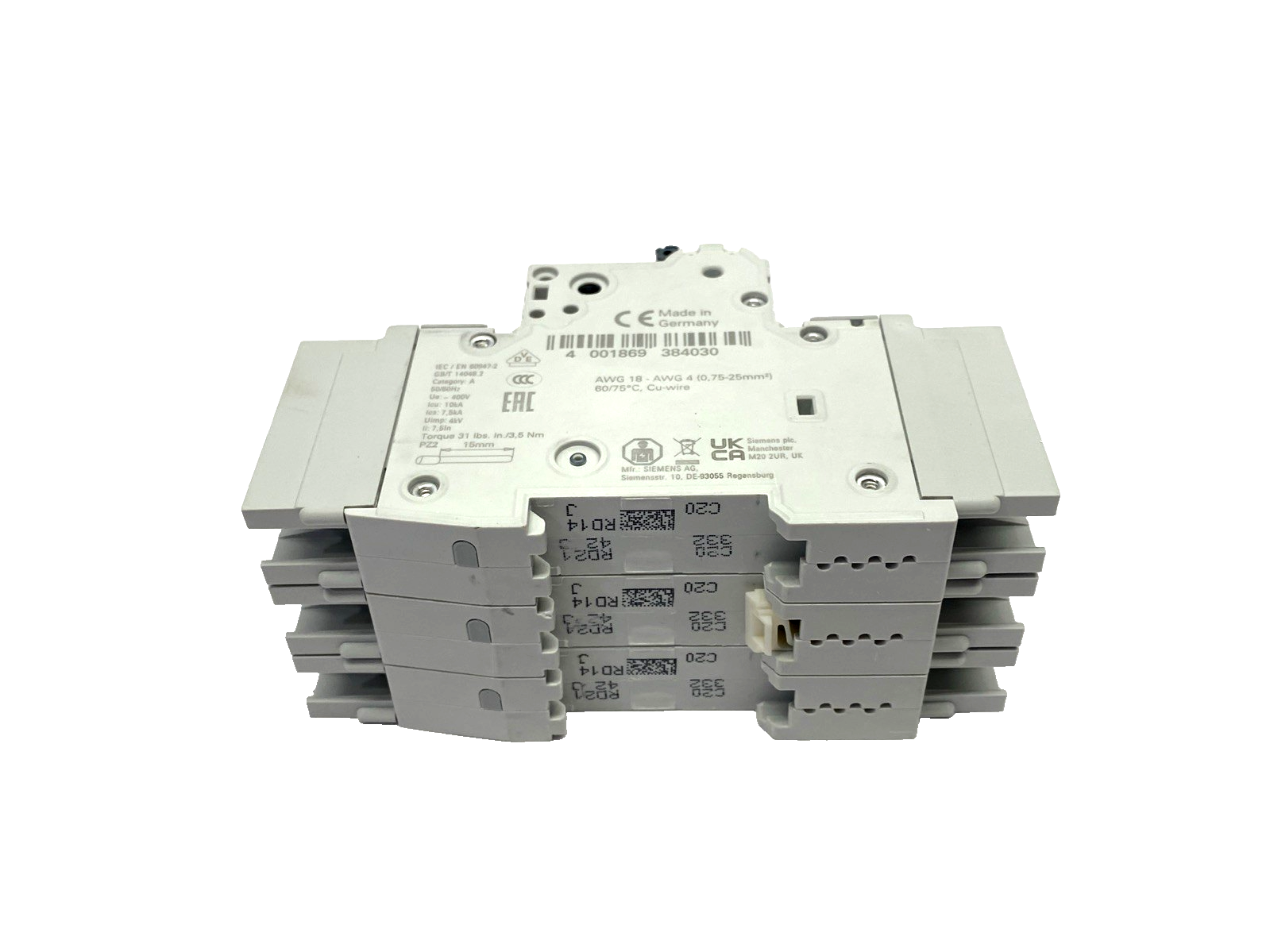 Siemens 5SJ4320-7HG42 Circuit Breaker 10kA, 3P, C Type, 20A, 480Y/277V, UL489 - Maverick Industrial Sales