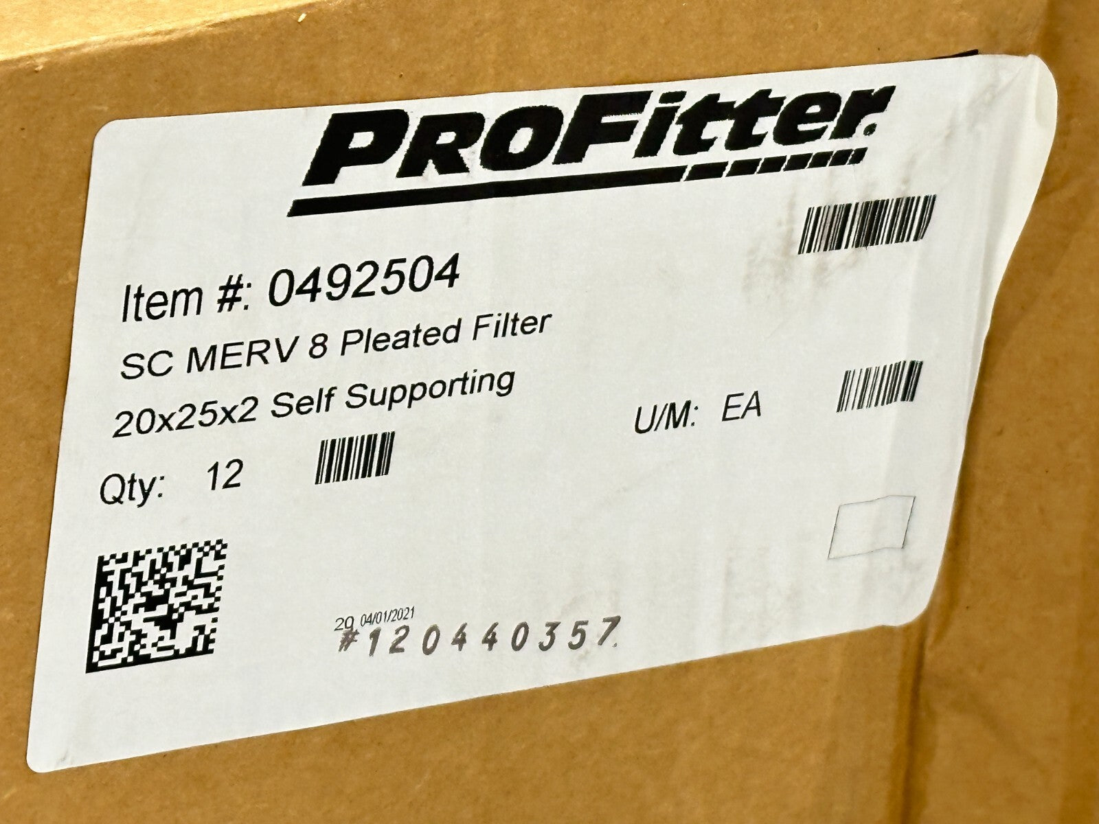 ProFitter 0492504 MERV 8 SF ProFitter Air Filter 20"H x 25"W x 2"D BOX OF 12 - Maverick Industrial Sales