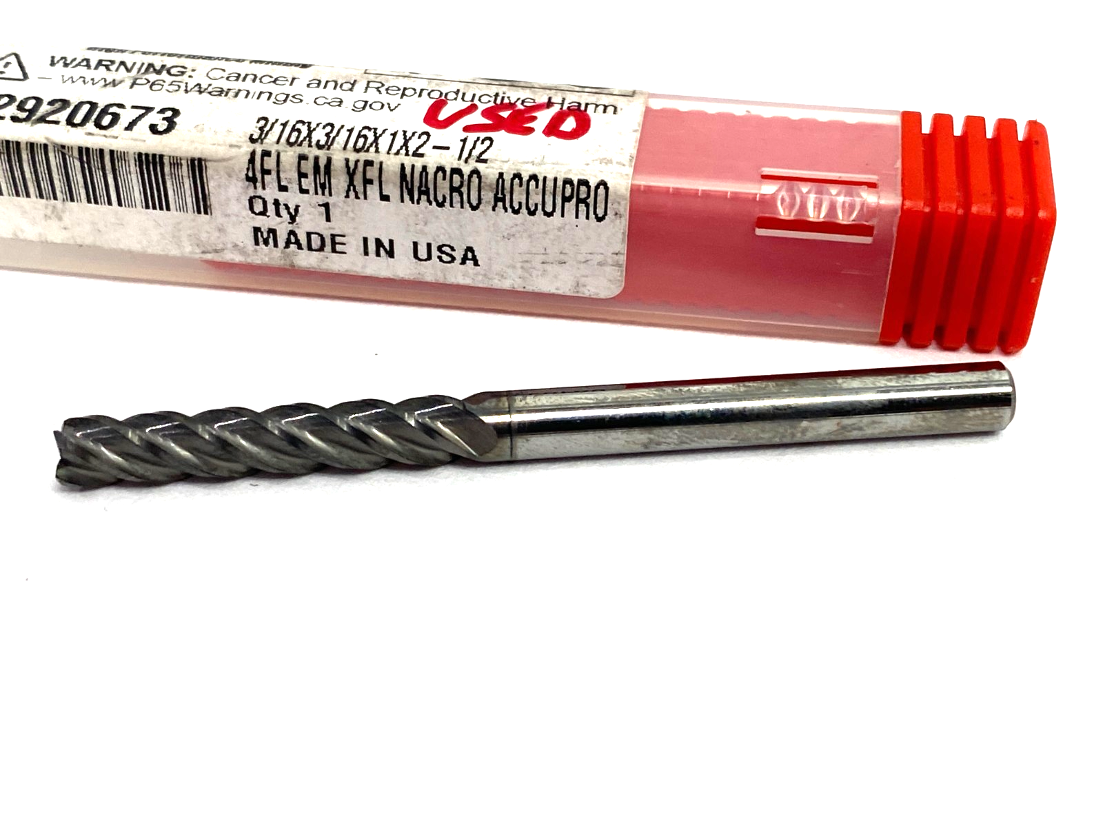 Accupro 62920673 Square End Mill 3/16" Dia, 1" LOC, 4 Flute, Solid Carbide - Maverick Industrial Sales