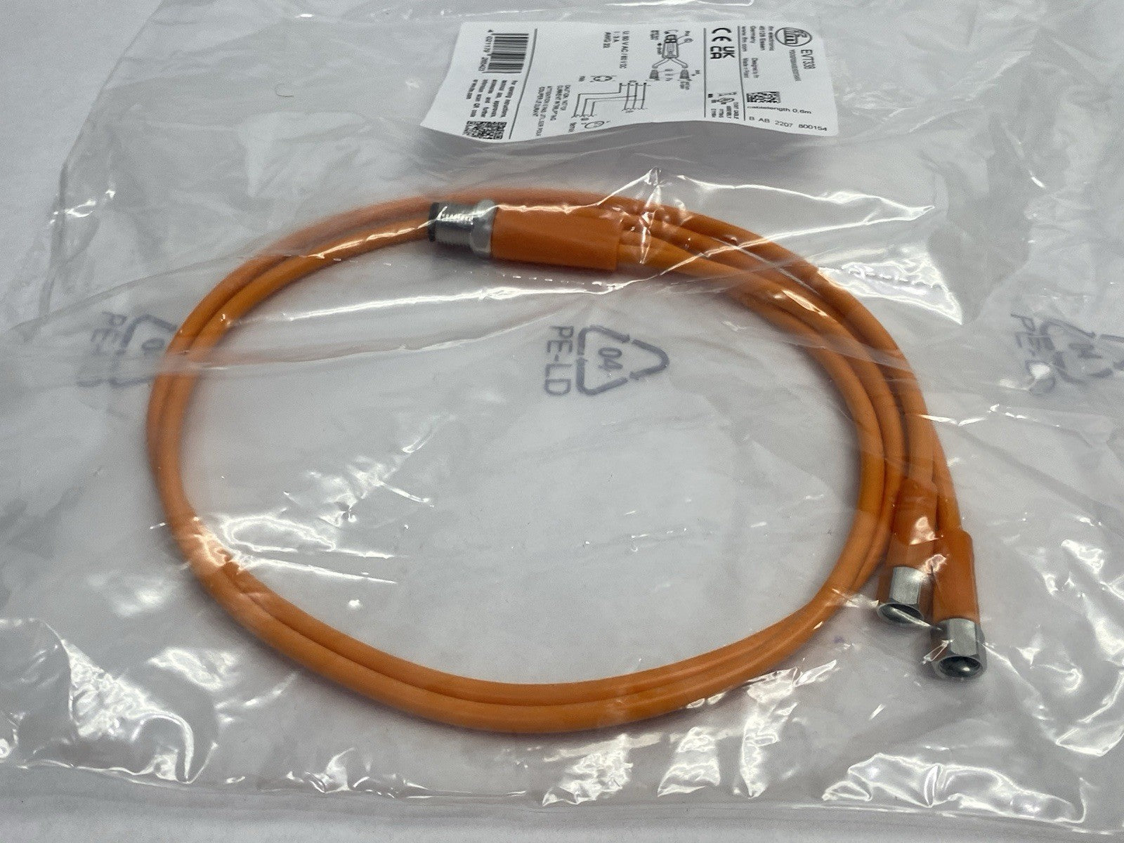 EVT338 | ifm A-Coded Y-Connection Cable YDOGF030VAS00,6E03STGH040VAS - New - Maverick Industrial Sales