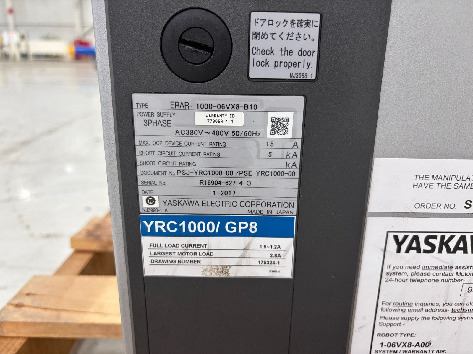 Yaskawa YR-1-06VX8-A00 Robot System YRC1000/GP8 Controller, Teach Pendant, Cable - Maverick Industrial Sales
