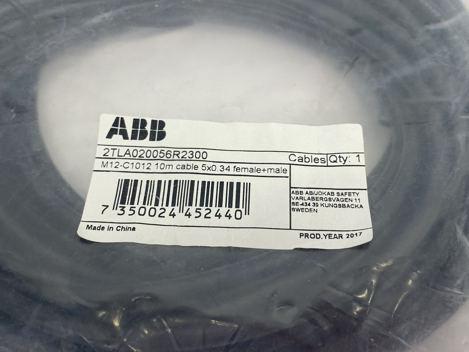 2TLA020056R2300 | ABB Straight M12 Shielded Cable 10m Length M12-C1012 - New - Maverick Industrial Sales
