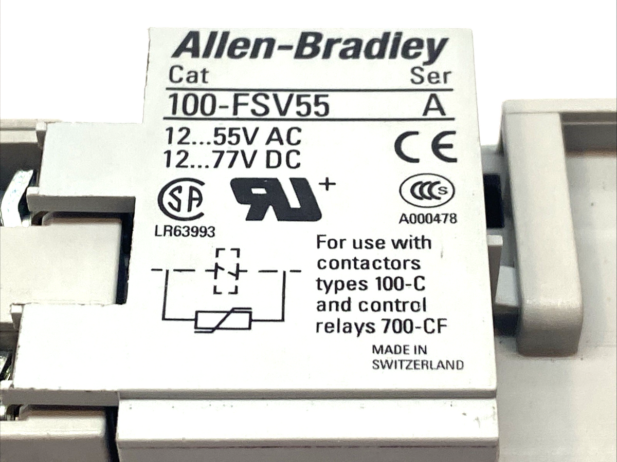 Allen-Bradley 100-C16ZE10 Series B Contactor 3P 600VAC 20A w/ 100-FSV55 & 100-F - Maverick Industrial Sales