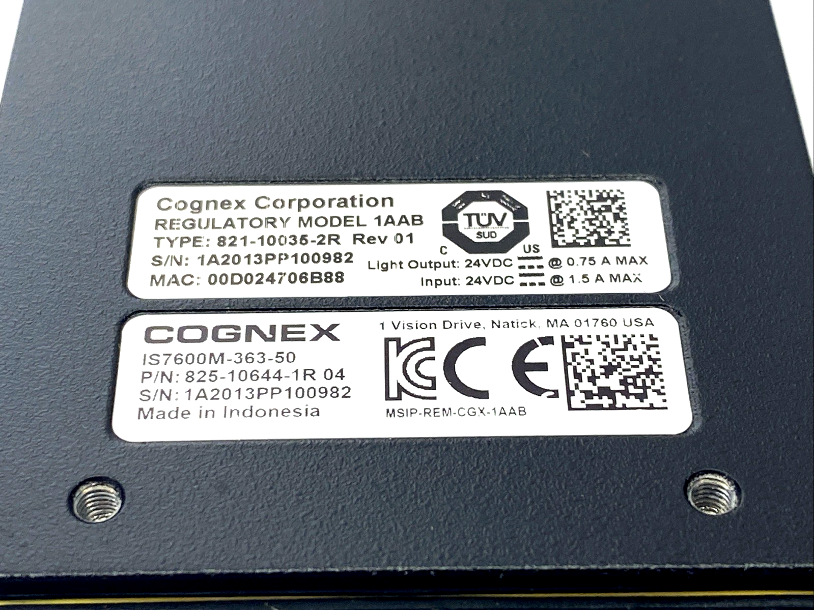Cognex 828-10687-1R In-Sight Vision Camera IS7600M-363-50, 825-10644-1R - Maverick Industrial Sales