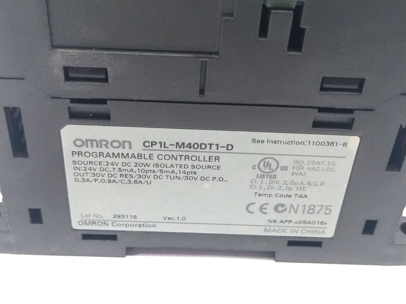 Omron CP1L-M40DT1-D Programmable Logic Controller CPU 24 Input 16 PNP Output - Maverick Industrial Sales