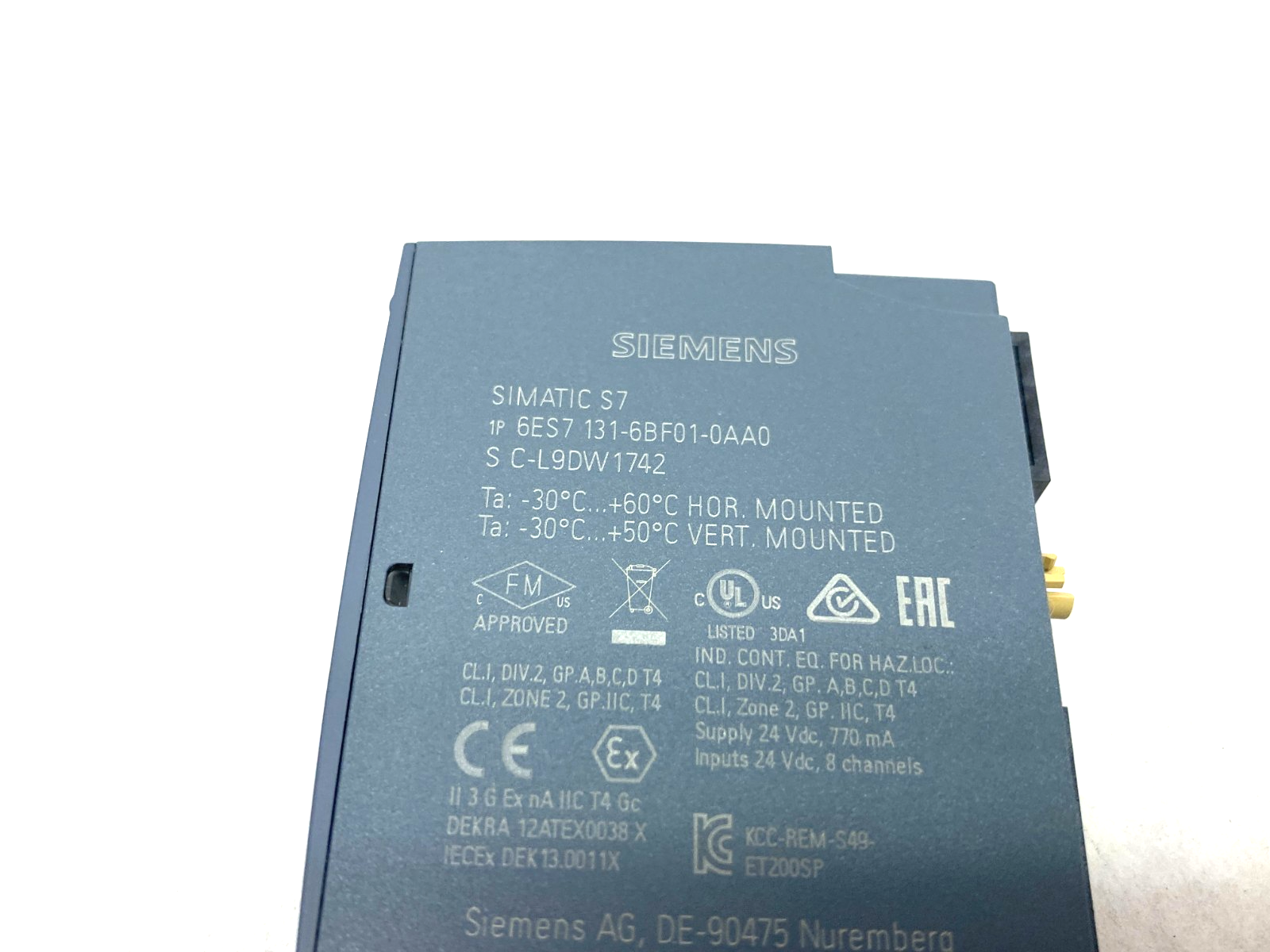6ES7 131-6BF01-0AA0, 6ES7131-6BF01-0AA0 | Siemens 6ES7131-6BF01-0AA0 SIMATIC ET 200SP Digital Input Module DI 8x 24V DC - Used - Maverick Industrial Sales