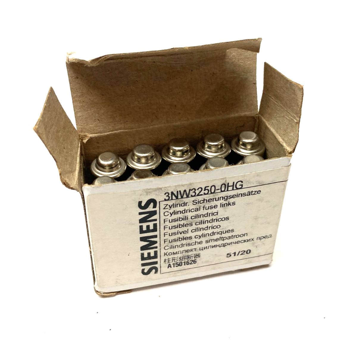 3NW3200-0HG | Siemens SENTRON Cylindrical Fuse, Slow-Blow, 20A, BOX OF 10- New – Open box - Maverick Industrial Sales
