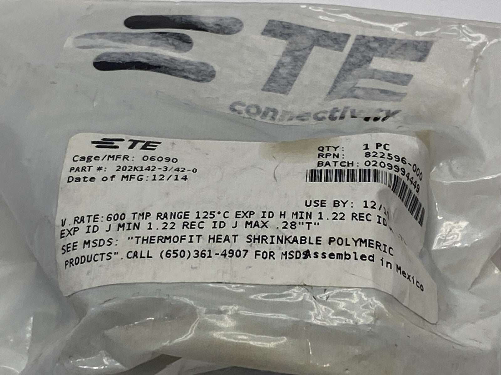 202K142-3/42-0 | TE Connectivity Heat Shrink Boot RAYCHEM - New - Maverick Industrial Sales