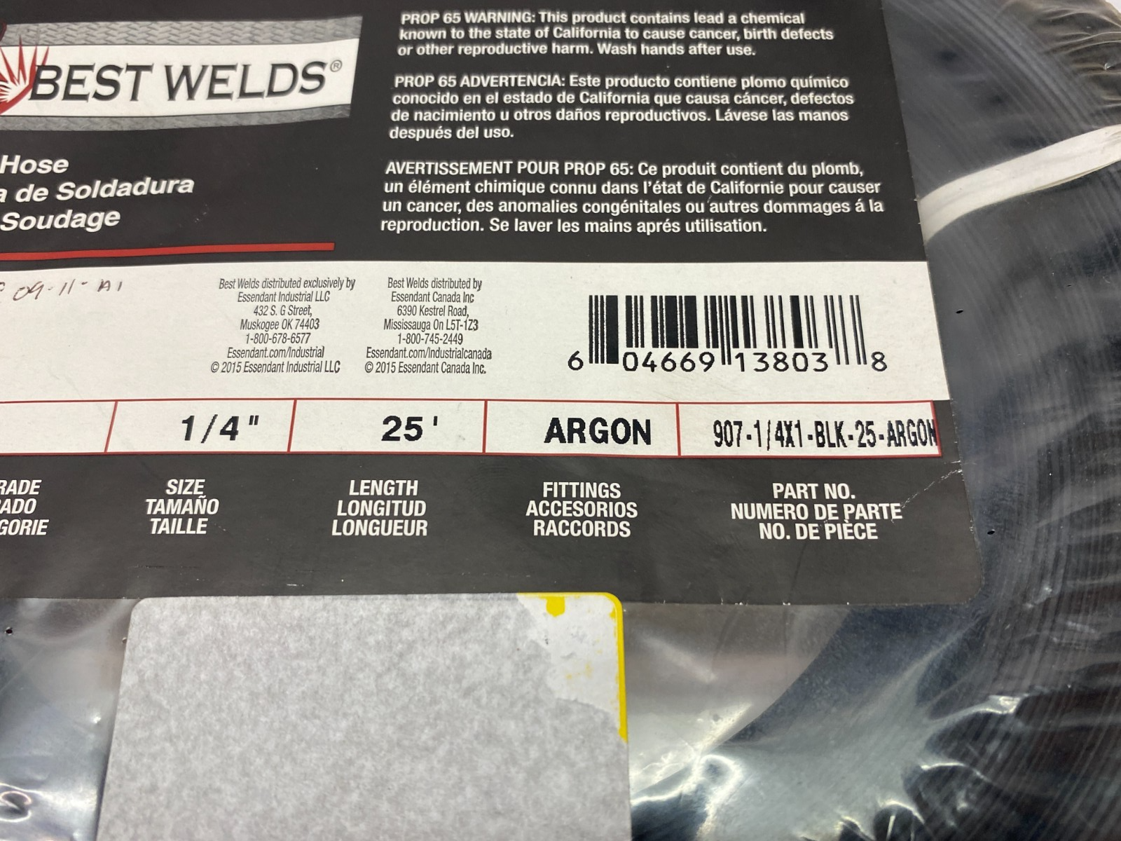 Best Welds 907-1/4X1-BLK-25-ARGON Inert Gas Welding Hose - Maverick Industrial Sales