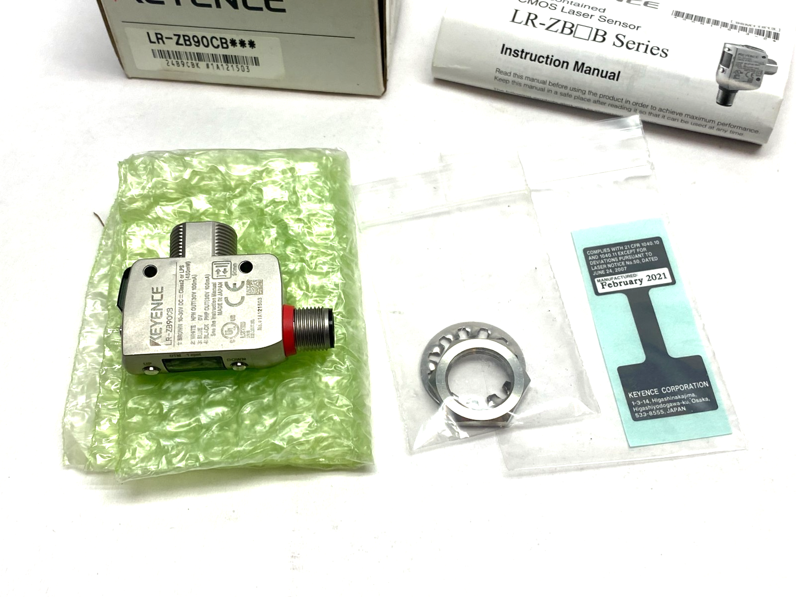 Keyence LR-ZB90CB Self-Contained Distance Based CMOS Laser Sensor 90mm M12 Conn. - Maverick Industrial Sales