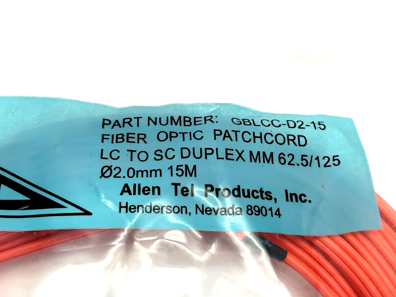 Allen Tel Products GBLCC-D2-15 Fiber Optic Patch Cord 15m Length - Maverick Industrial Sales