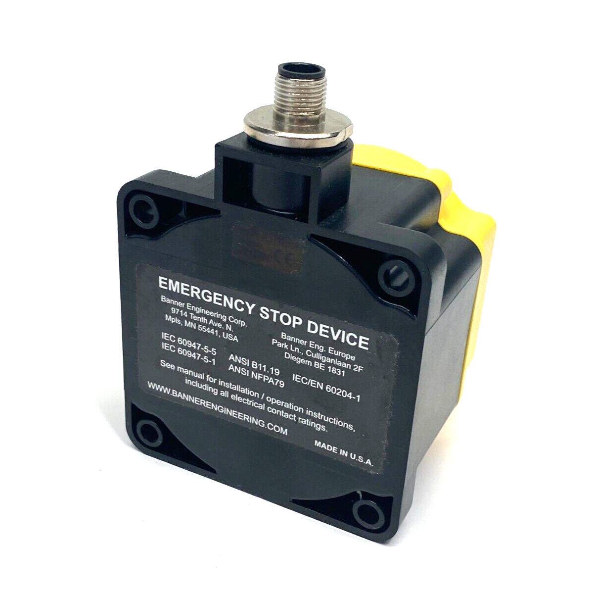 Banner SSA-EB1PL2-12ED1Q8 Flush-Mount Emergency Stop Push Button 40mm 18694 - Maverick Industrial Sales