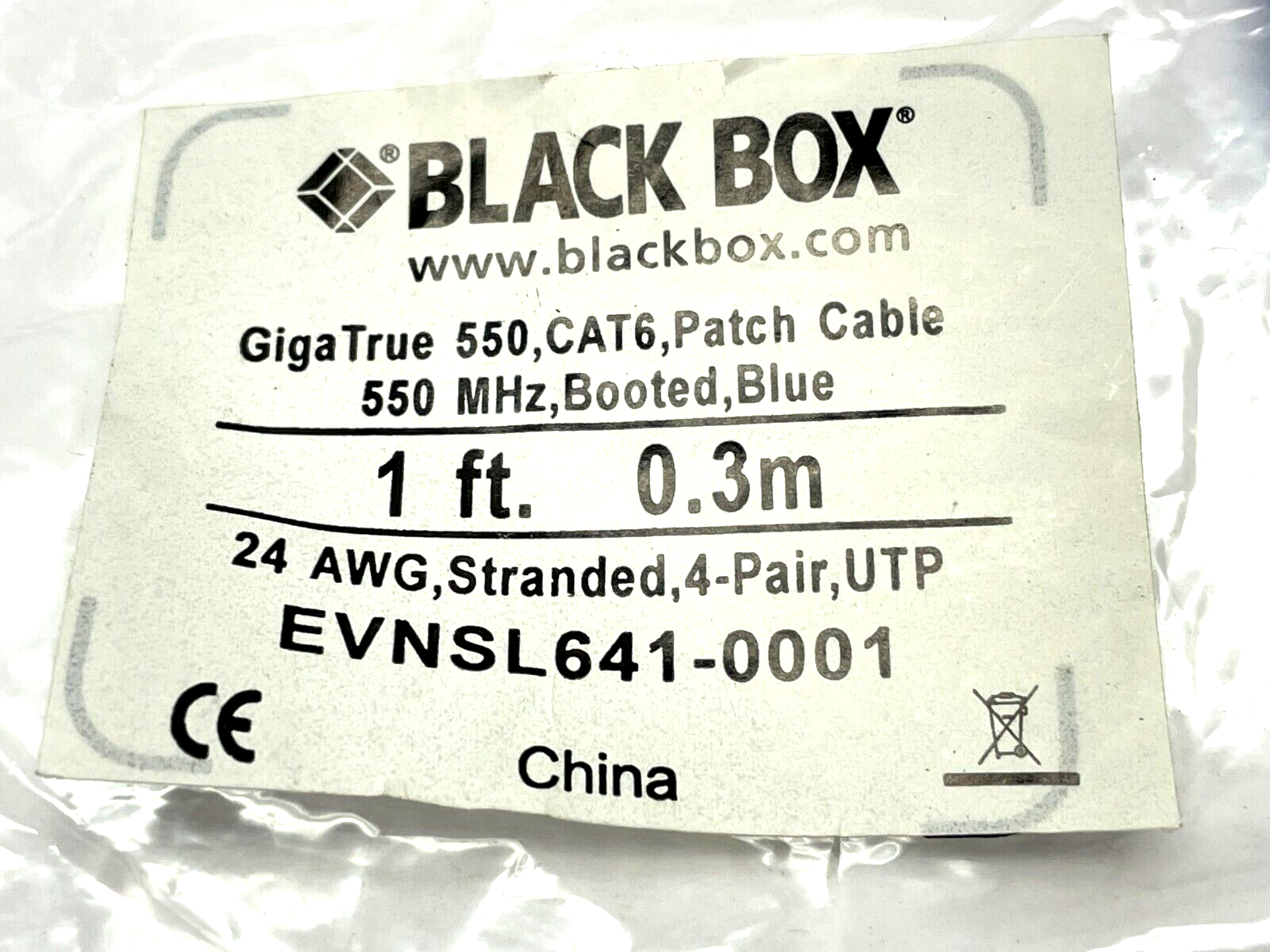 Black Box EVNSL641-0001 GigaTrue Channel Patch Cable 1ft Length LOT OF 2 - Maverick Industrial Sales