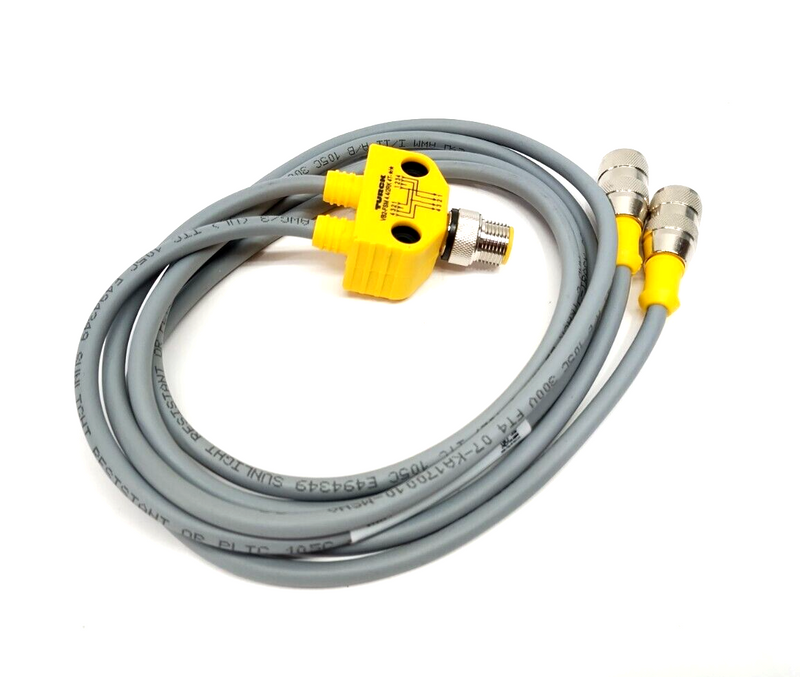 Turck VB2-FSM 4.4/2RK 4T-1/1 Daisy Chain 2-Branch Splitter M12 4-Pin 1m U0100-7 - Maverick Industrial Sales