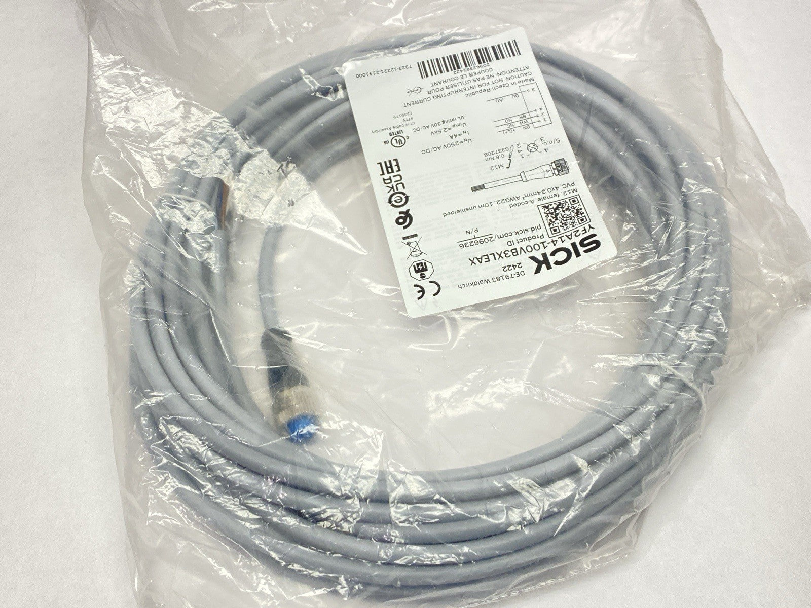 Sick YF2A14-100VB3XLEAX Sensor Actuator Cordset Female M12 4-Pin 10m 2096236 - Maverick Industrial Sales