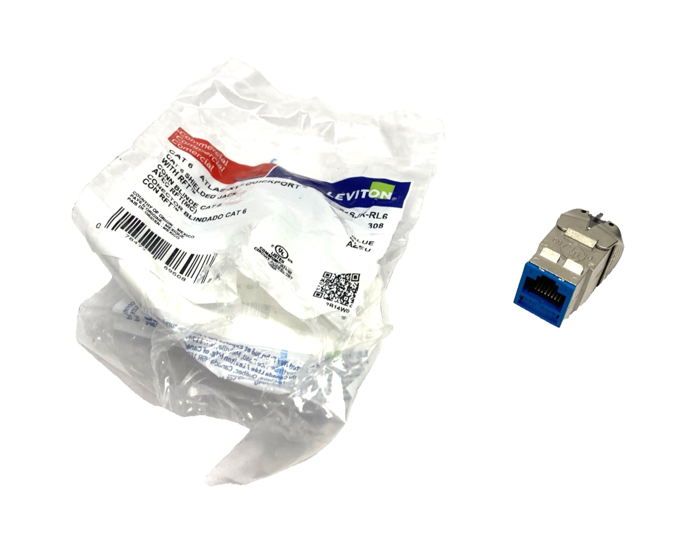 61SJK-RL6 | Leviton ATLAS-X1 Blue Cat 6 Shielded QUICKPORT Jack - New – Open box - Maverick Industrial Sales