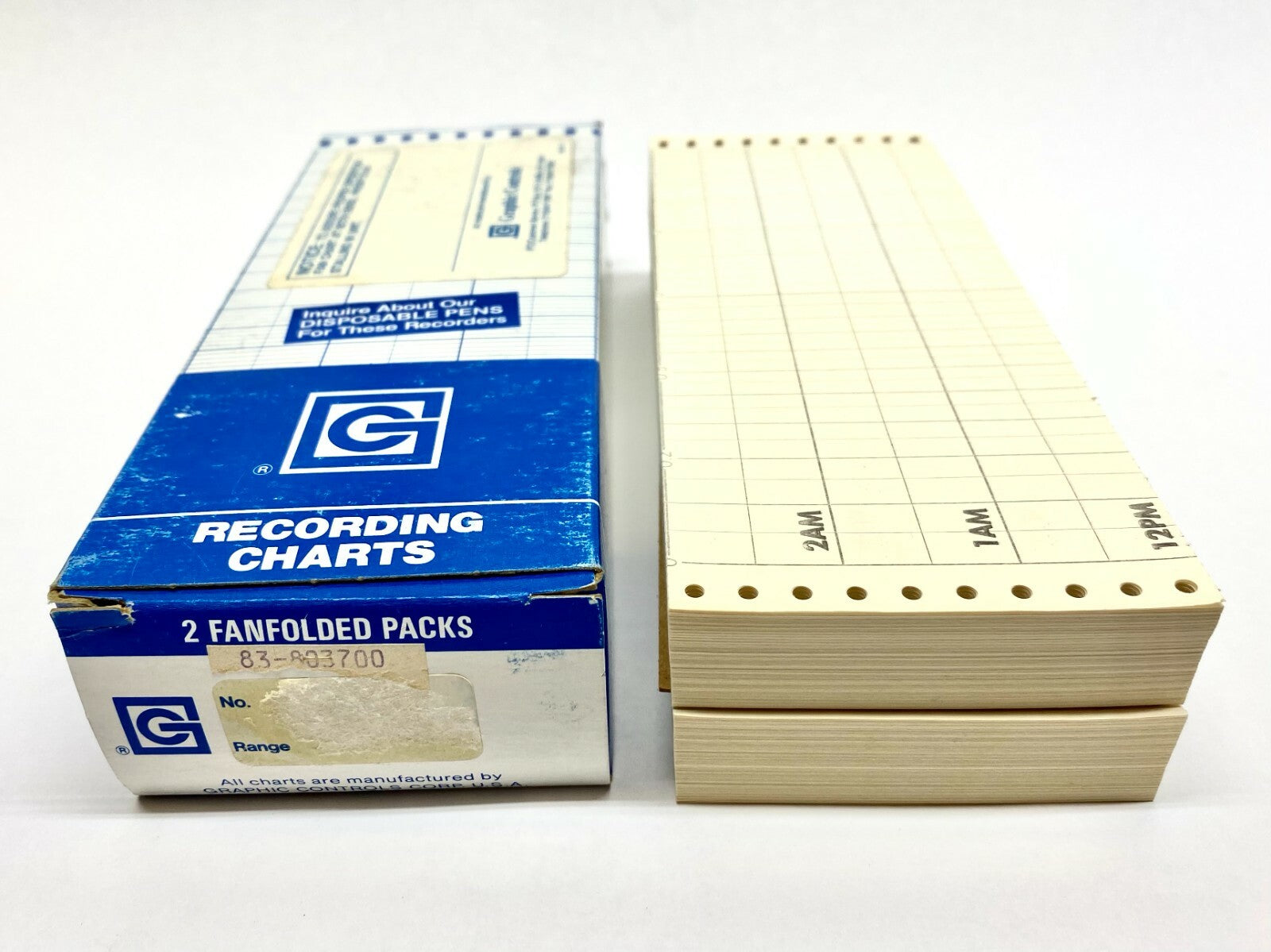 Graphic Controls 344-10750106 Fanfolded Recording Charts PKG OF 2 - Maverick Industrial Sales