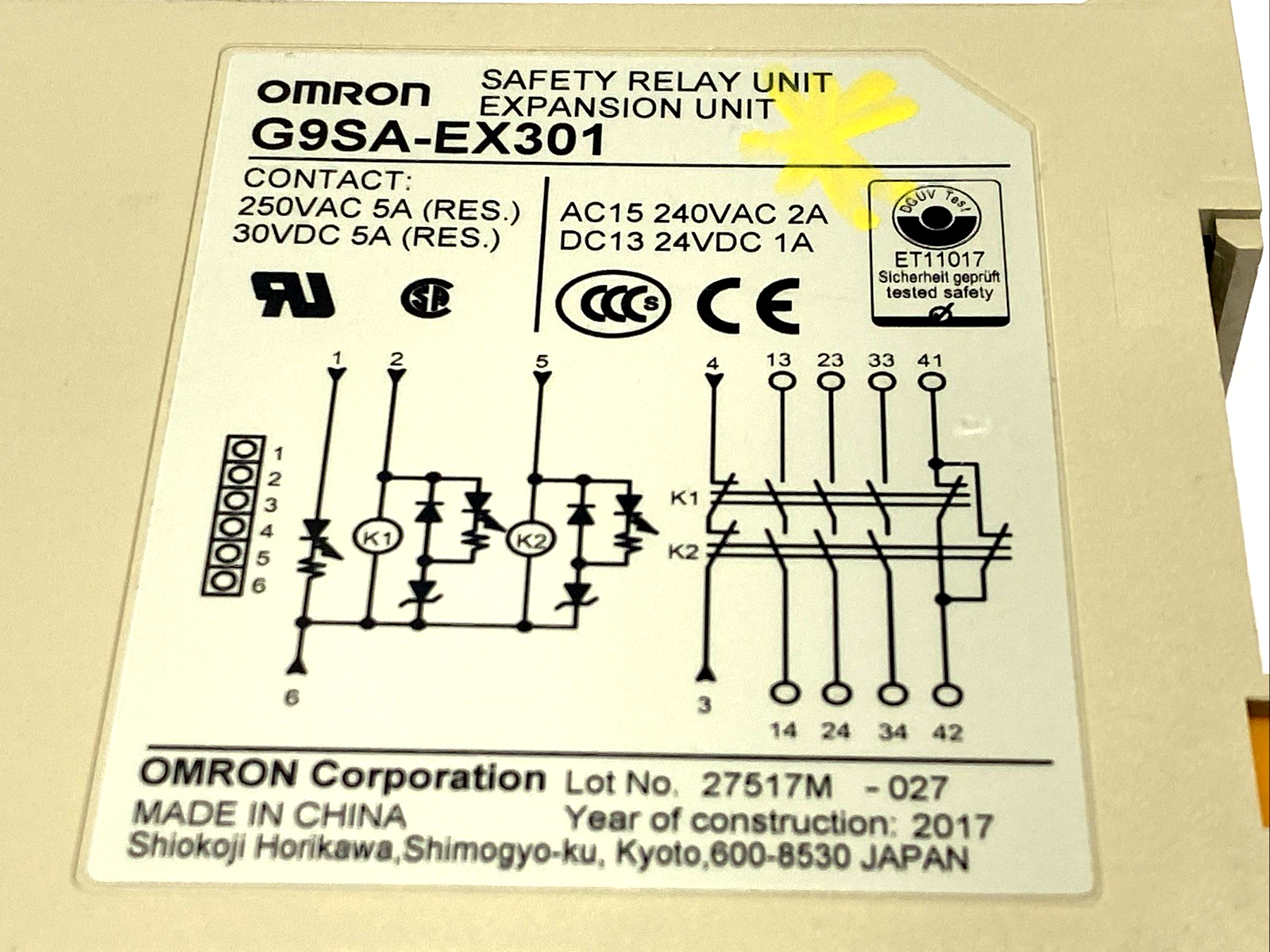 G9SA-EX301 | Omron Safety Relay Unit Output Expansion - Used - Maverick Industrial Sales