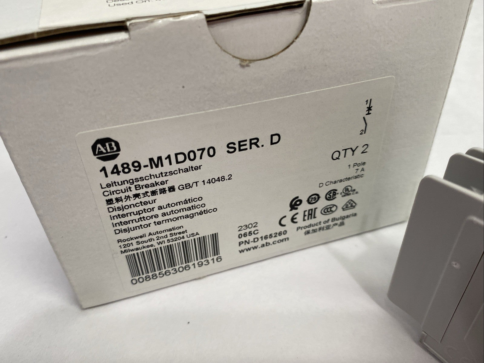 1489-M1D070 | Allen Bradley Ser. D Circuit Breaker 1-Pole 7A BOX OF 2 - New Other - Maverick Industrial Sales