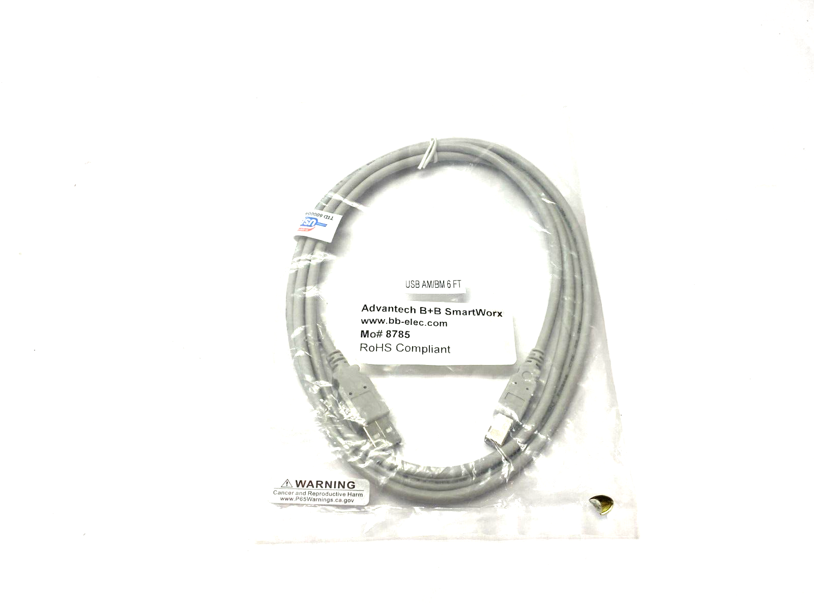 Advantech B+B SmartWorx TID 60000467 USB AM/BM Printer Cable 6' Length GRAY - Maverick Industrial Sales