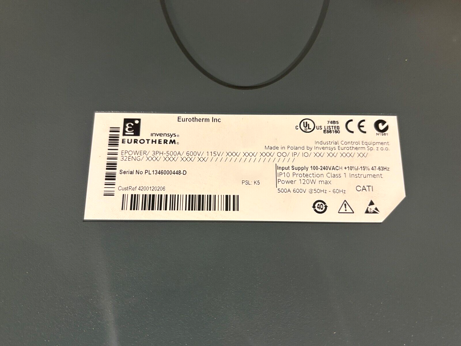 Eurotherm Epower 3PH-500A / 600V / 115V, 500 AMP, SCR Power Controller Rectifier - Maverick Industrial Sales