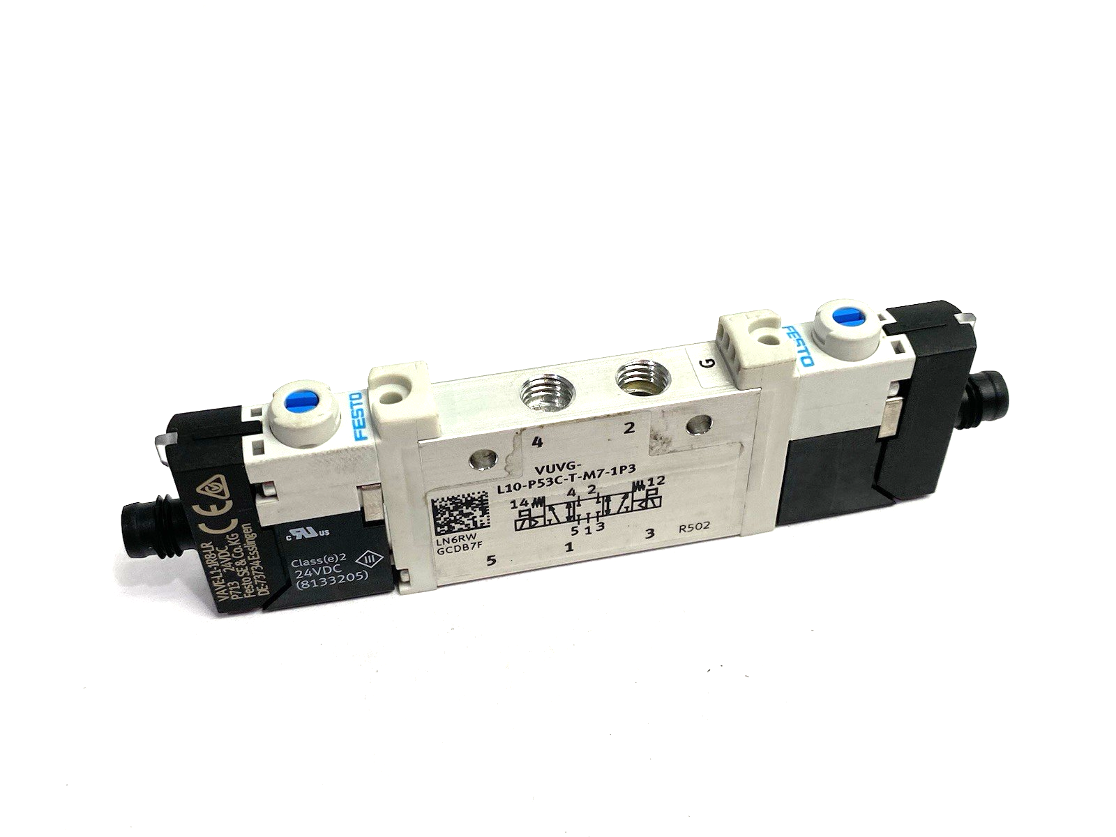 VUVG-L10-P53C-T-M7-1P3 | Festo Air Pilot Control Solenoid Valve 5/3 Closed 566476 - Used - Maverick Industrial Sales