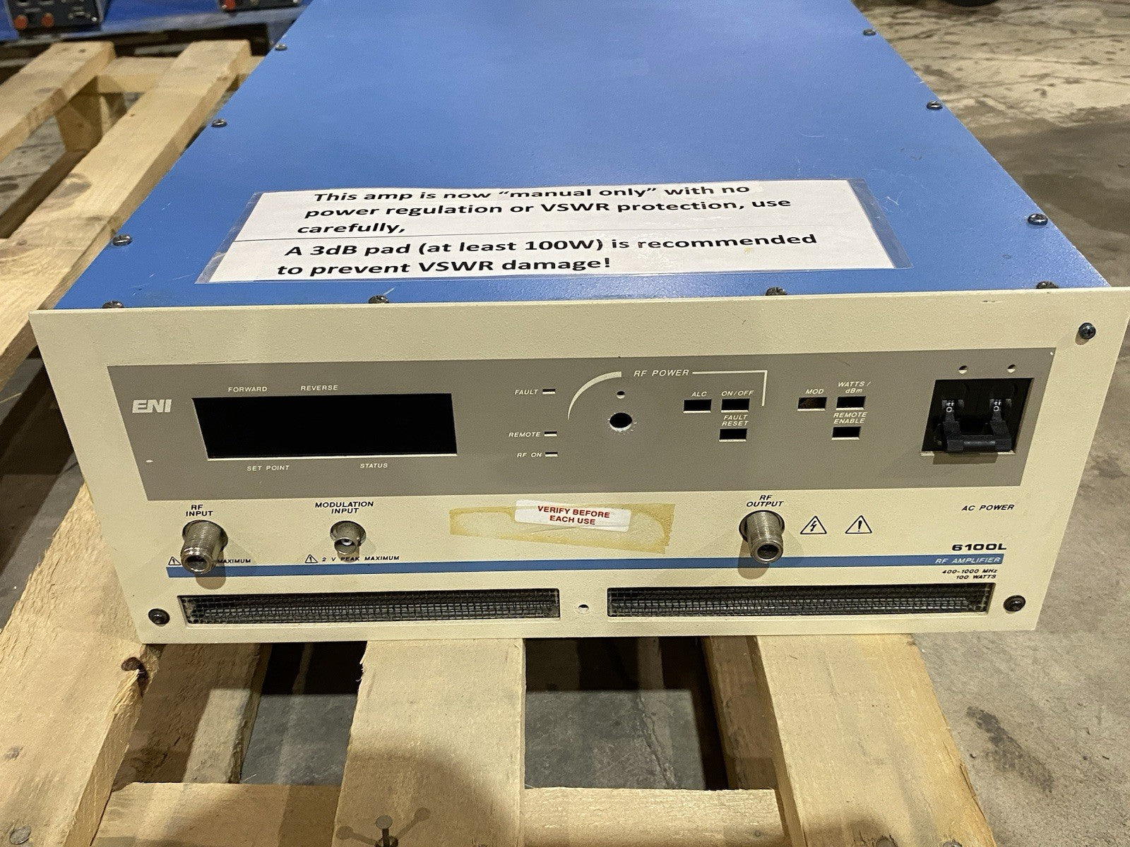 6100L-01 | ENI RF Amplifier Unit 400-1000MHz, 100W - Used - Maverick Industrial Sales