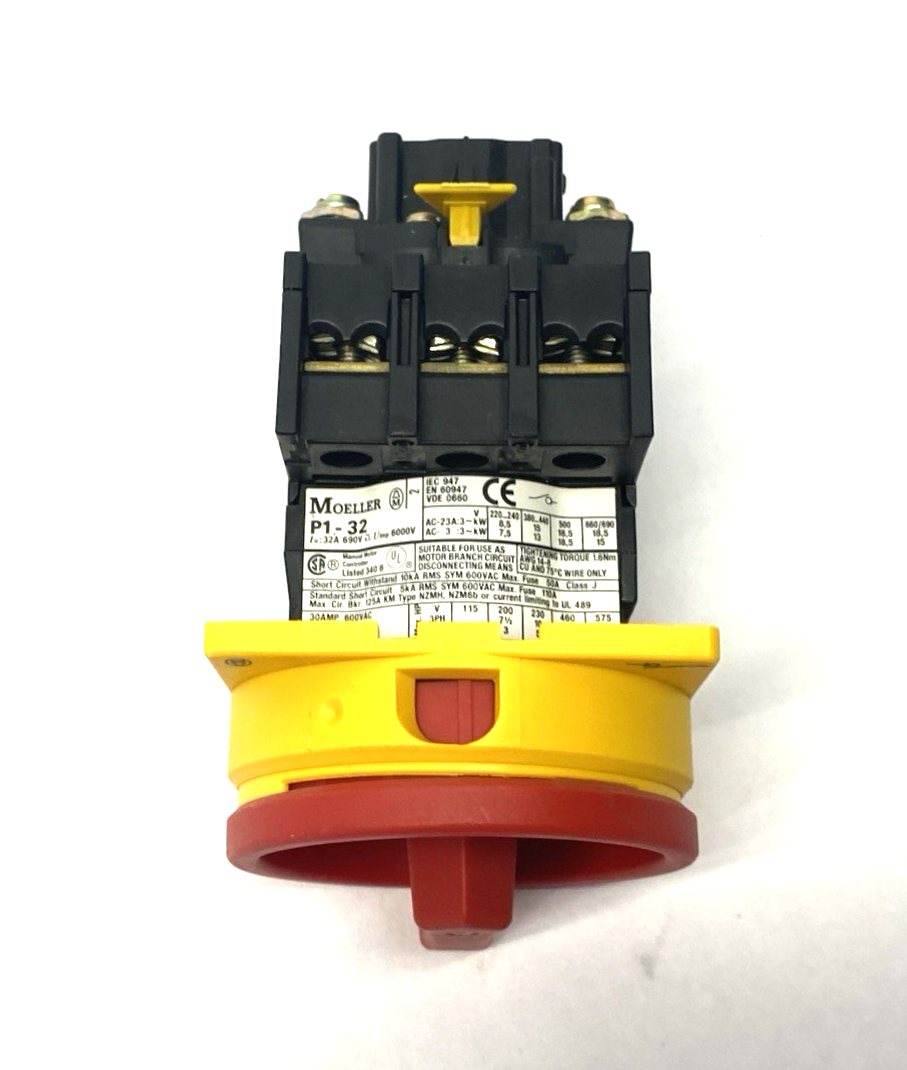 P1-32/EA/SVB | Eaton Moeller Emergency Main Switch 3-Pole Flush Mounting 081438 - Used - Maverick Industrial Sales