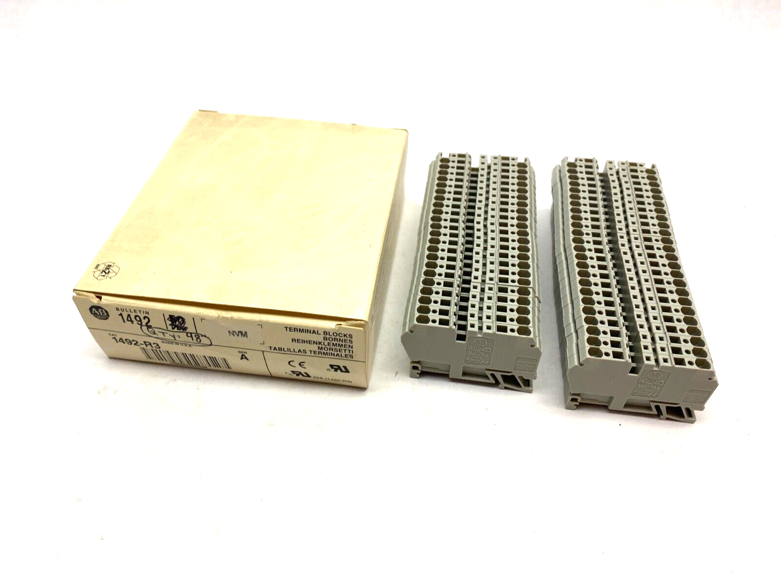 Allen Bradley 1492-R3 Ser. A Gray 2-Wire Terminal Block BOX OF 48 - Maverick Industrial Sales