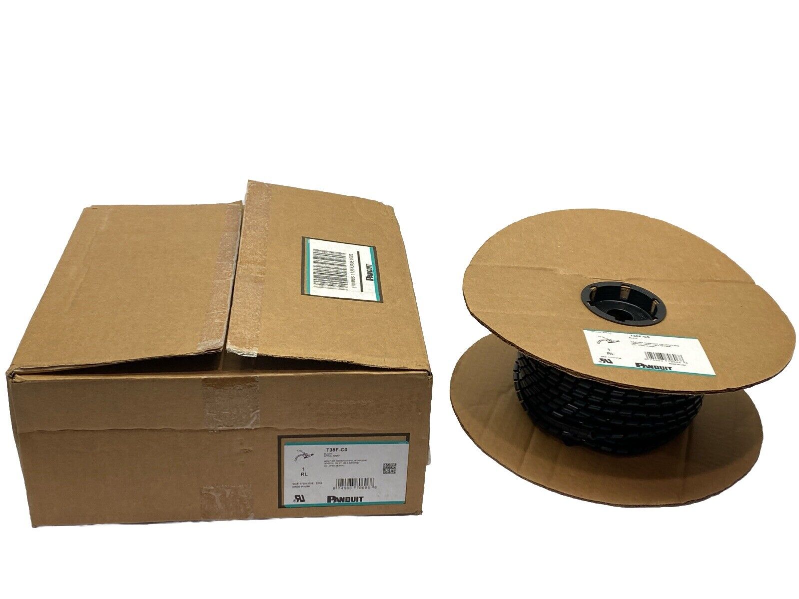 Panduit T38F-C0 Polyethylene Spiral Wrap Black .38" x 100ft Weather Resistant - Maverick Industrial Sales