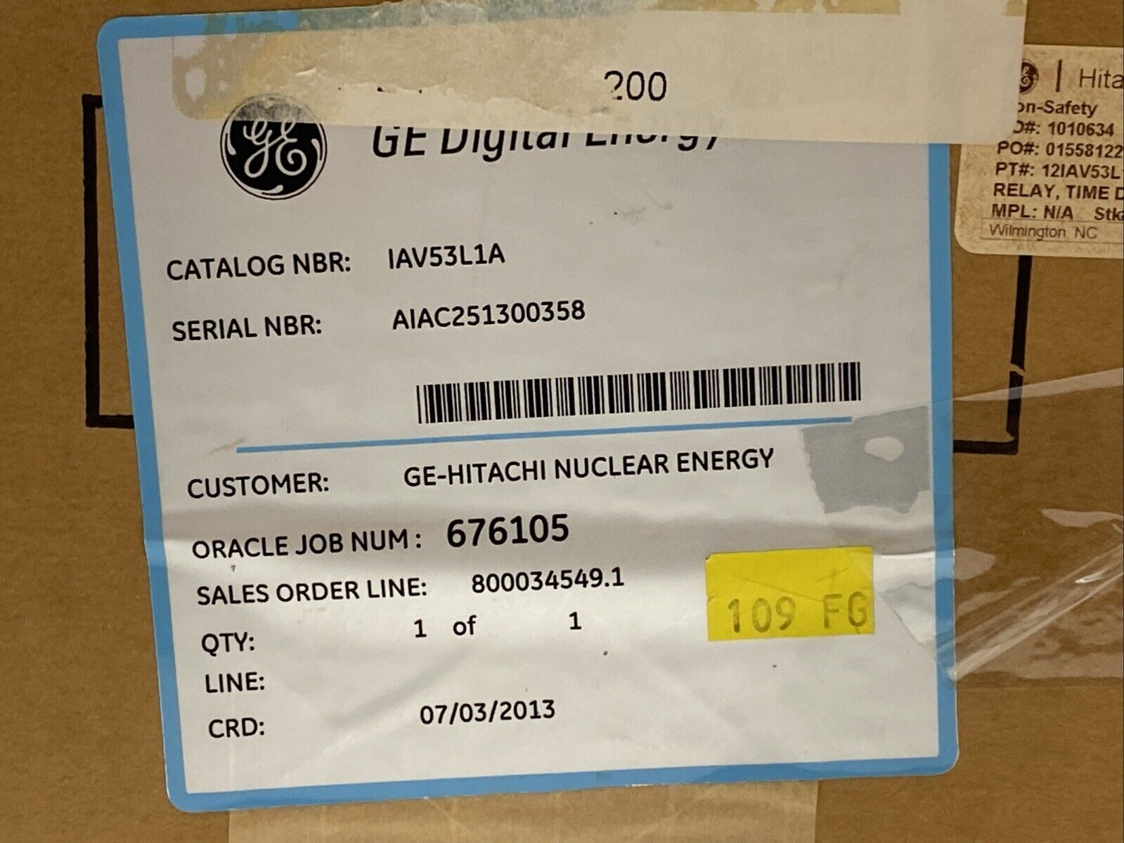 GE-Hitachi 12IAV53L1A IAV Time Delay Relay Single Phase 115V CORROSION - Maverick Industrial Sales