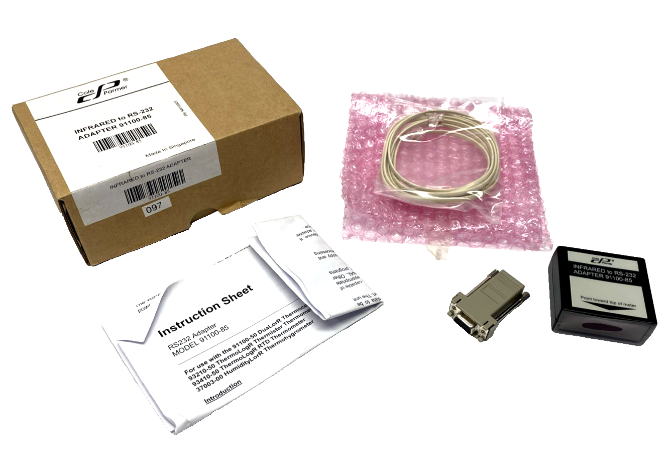 91100-85 | Cole Parmer Infrared To RS-232 Adapter Interface, 9-Pin Serial - New – Open box - Maverick Industrial Sales