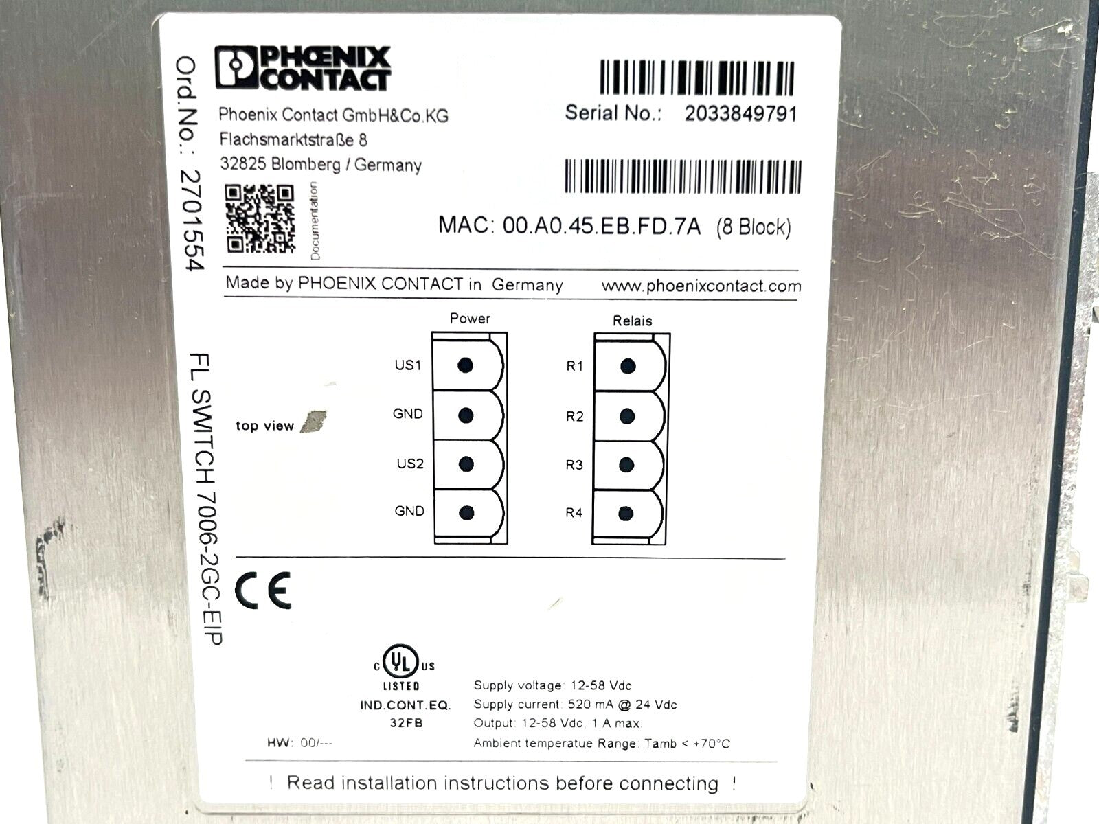 FL SWITCH 7006-2GC-EIP | Phoenix Contact Industrial Ethernet Switch 2701554 - Used - Maverick Industrial Sales