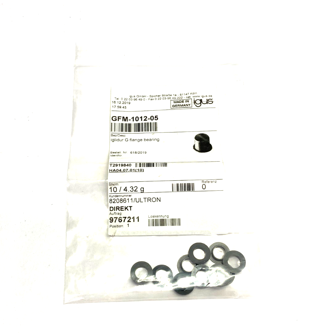 Igus GFM-1012-05 iglide Flanged Sleeve Bearing PKG OF 10 - Maverick Industrial Sales