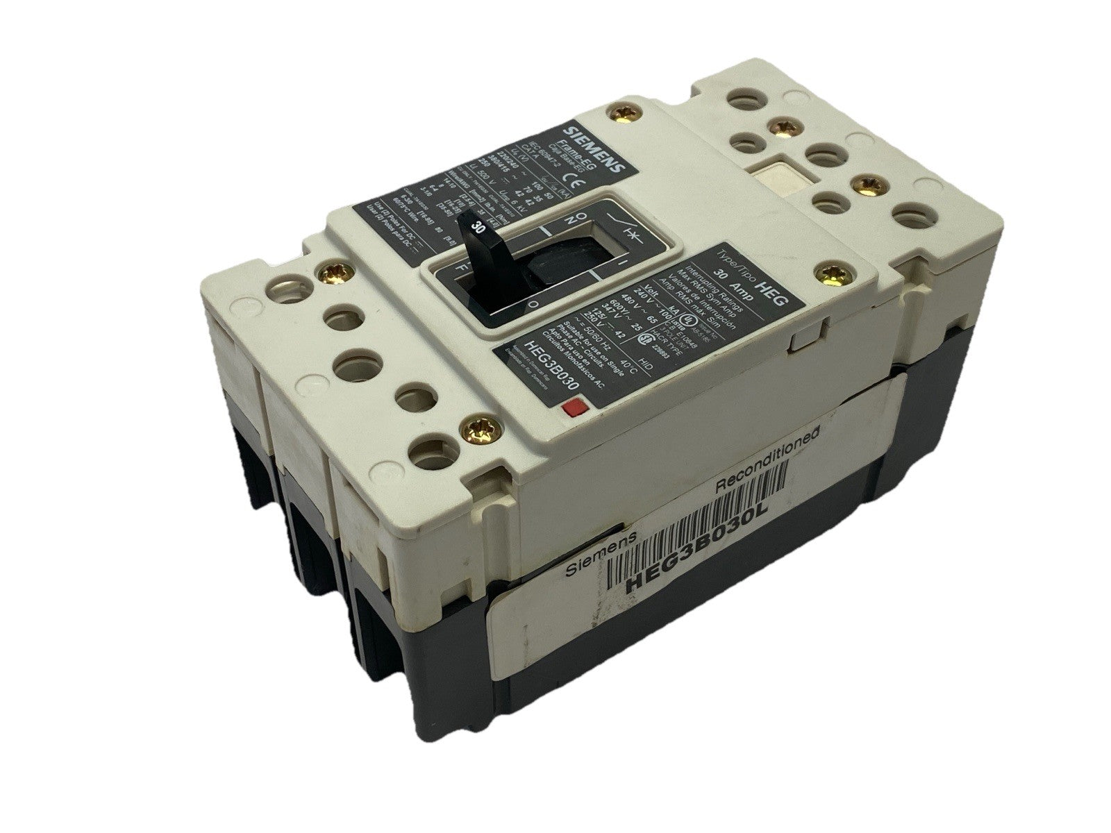 Siemens HEG3B030L Circuit Breaker Type HEG 30A 480Y/277V 3P - Maverick Industrial Sales