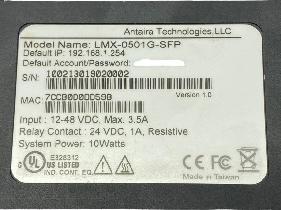 Antaira LMX-0501G-SFP Gigabit Light Layer 3 Managed Ethernet Switch 5-Port - Maverick Industrial Sales