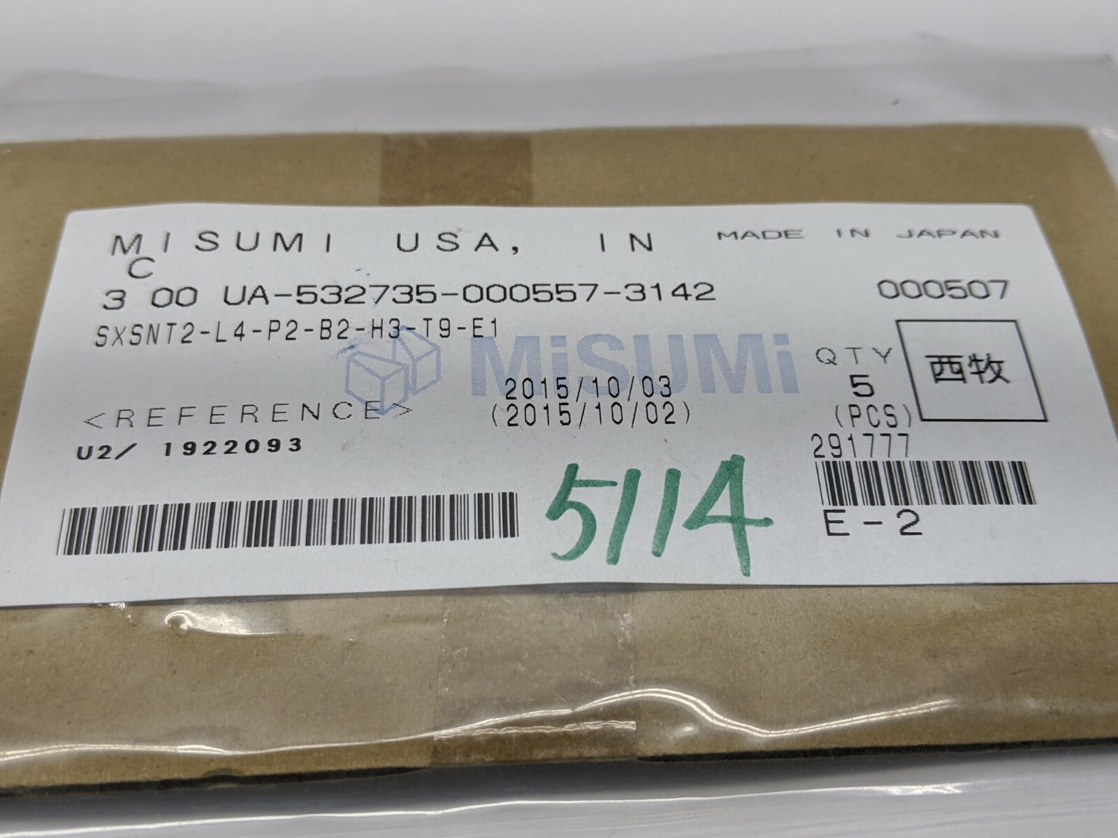 Misumi SXSNT2-L4-P2-B2-H3-T9-E1 Shouldered Small Diameter Locating Pin LOT OF 5 - Maverick Industrial Sales
