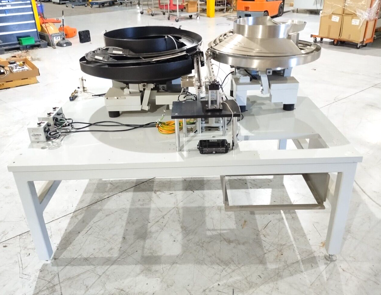 Automation Feed Systems Vibratory Bowl Feeder Table, Two Bowl Unit 24" & 18" 10A - Maverick Industrial Sales