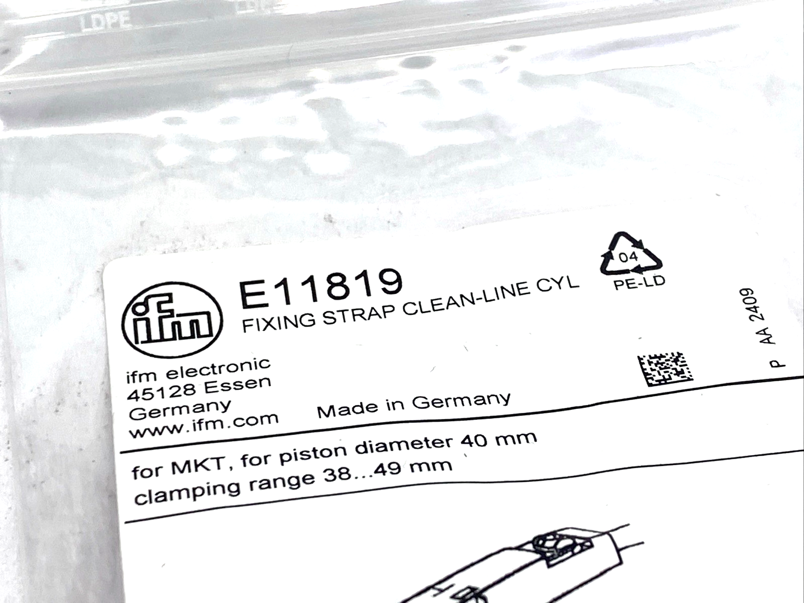 ifm E11819 Fixing Strap For Smooth Body Cylinder FIXING STRAP CLEAN-LINE CYL 2PK - Maverick Industrial Sales